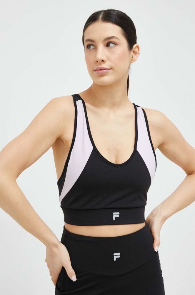 Спортивний бюстгальтер Fila Revere колір чорний візерунок фото 4