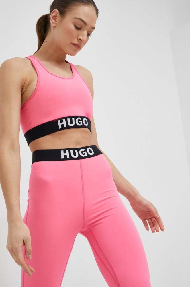 Спортивний бюстгальтер HUGO колір рожевий однотонний