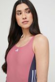Суцільний купальник adidas Performance 3-Stripes Colorblock колір рожевий м'яка чашечка Суцільний купальник adidas Performance 3-Stripes Colorblock колір рожевий м'яка чашечка