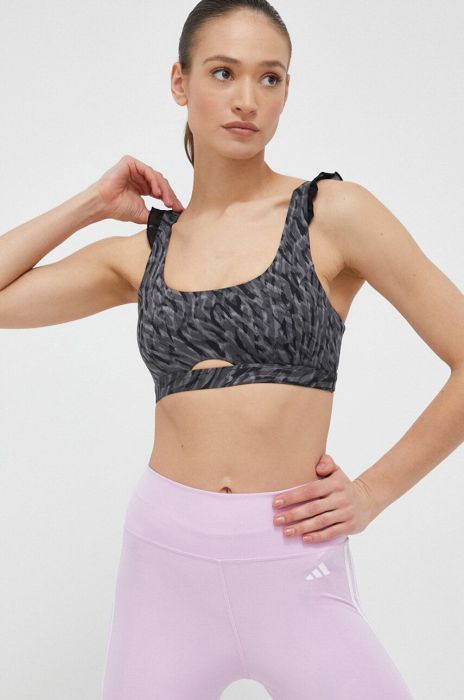 Бюстгальтер для йоги adidas Performance CoreFlow Studio колір сірий візерунок