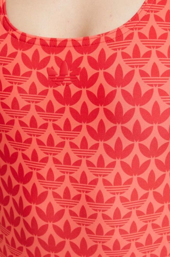 Суцільний купальник adidas Originals Monogram 3-Stripes колір червоний м'яка чашечка фото 4