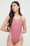 Суцільний купальник adidas Performance 3-Stripes колір рожевий м'яка чашечка Суцільний купальник adidas Performance 3-Stripes колір рожевий м'яка чашечка