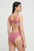 Суцільний купальник adidas Performance 3-Stripes колір рожевий м'яка чашечка