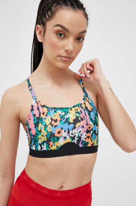 Спортивний бюстгальтер adidas Performance AeroReact візерунок колір барвистий Спортивний бюстгальтер adidas Performance AeroReact візерунок колір барвистий