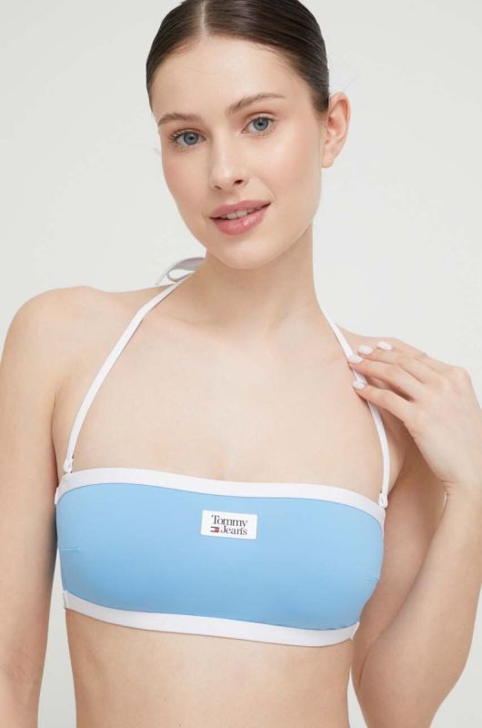 Купальний бюстгальтер Tommy Jeans м'яка чашечка колір блакитний (3069525)