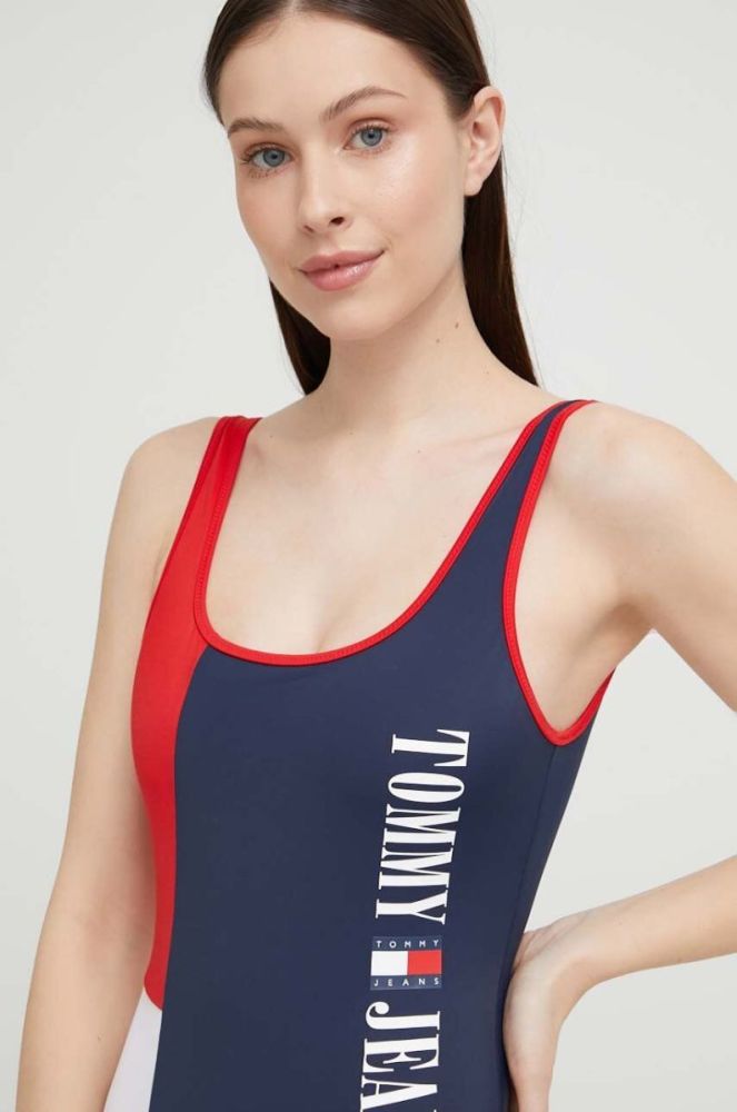 Суцільний купальник Tommy Jeans колір синій м'яка чашечка (3063545) фото 3