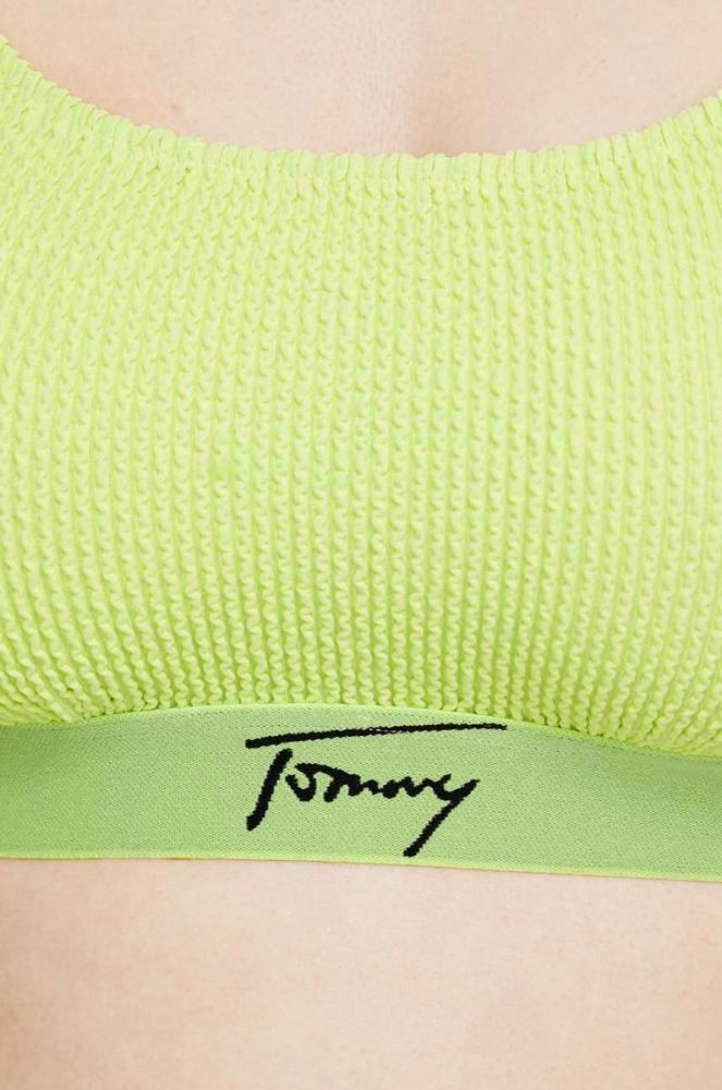 Купальний бюстгальтер Tommy Jeans колір зелений м'яка чашечка фото 4