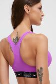Купальний бюстгальтер Nike Logo Tape колір фіолетовий злегка ущільнена чашечка