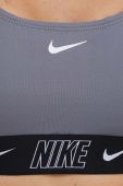 Купальний бюстгальтер Nike Logo Tape колір сірий злегка ущільнена чашечка