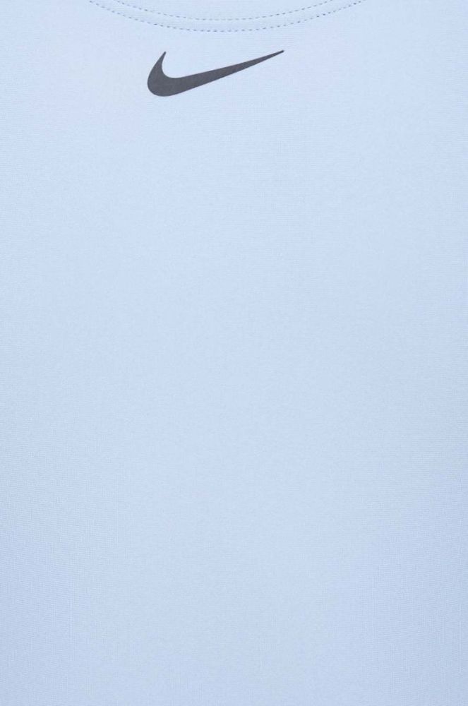 Суцільний купальник Nike Logo Tape м'яка чашечка колір блакитний фото 5