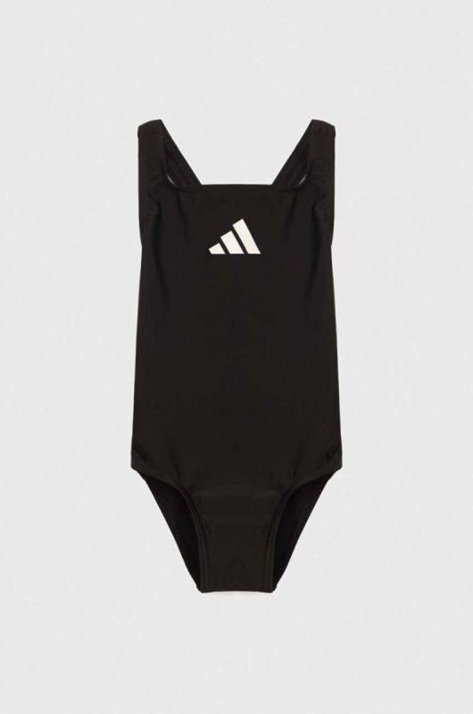 Суцільний дитячий купальник adidas Performance 3 BARS SOL ST колір чорний