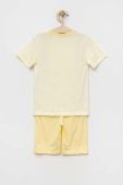 Дитяча бавовняна піжама United Colors of Benetton колір жовтий однотонна
