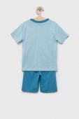 Дитяча бавовняна піжама United Colors of Benetton однотонна колір блакитний