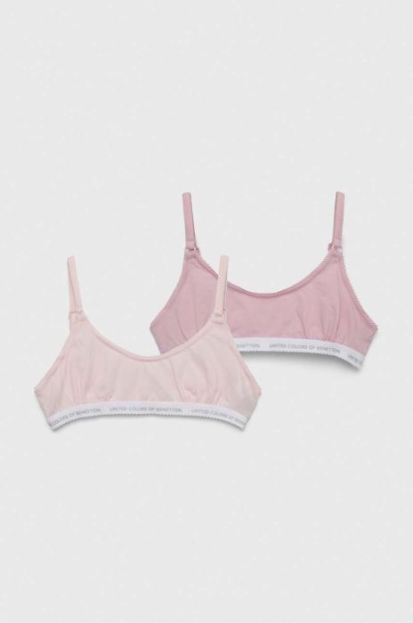 Дитячий бюстгальтер United Colors of Benetton 2-pack колір рожевий Дитячий бюстгальтер United Colors of Benetton 2-pack колір рожевий