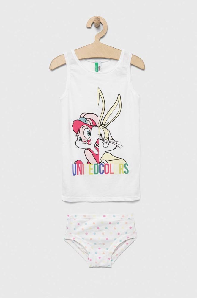 Дитяча піжама United Colors of Benetton x Looney Tunes колір білий