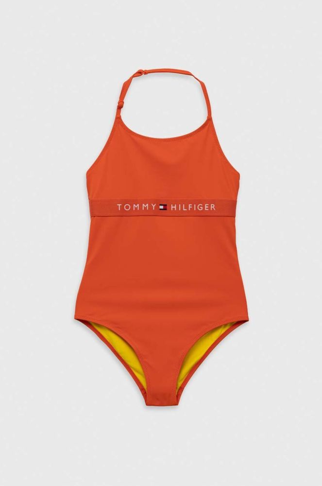Суцільний дитячий купальник Tommy Hilfiger колір помаранчевий