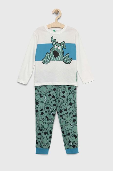 Дитяча бавовняна піжама United Colors of Benetton колір зелений візерунок (2983209)
