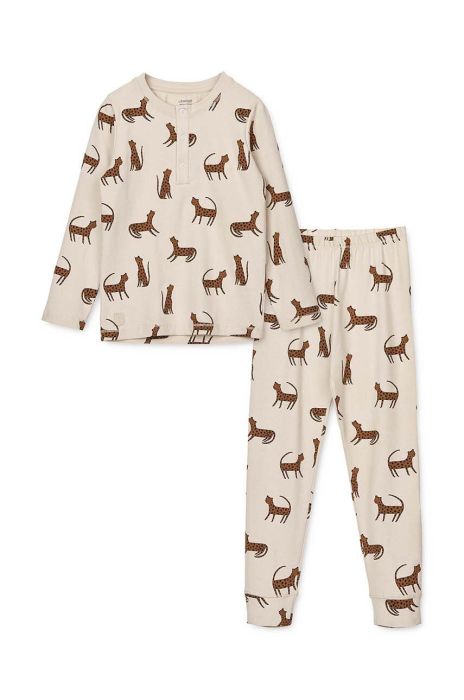 Дитяча бавовняна піжама Liewood колір бежевий візерунок (3180917)