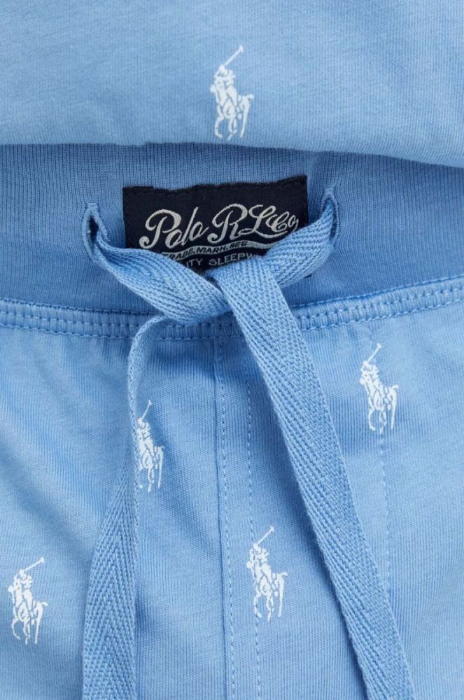Піжамні бавовняні штани Polo Ralph Lauren візерунок колір блакитний фото 3