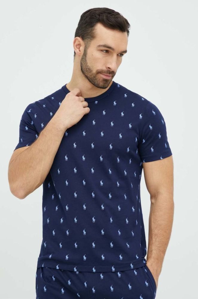 Бавовняна піжамна футболка Polo Ralph Lauren колір синій візерунок (2908574) фото 2