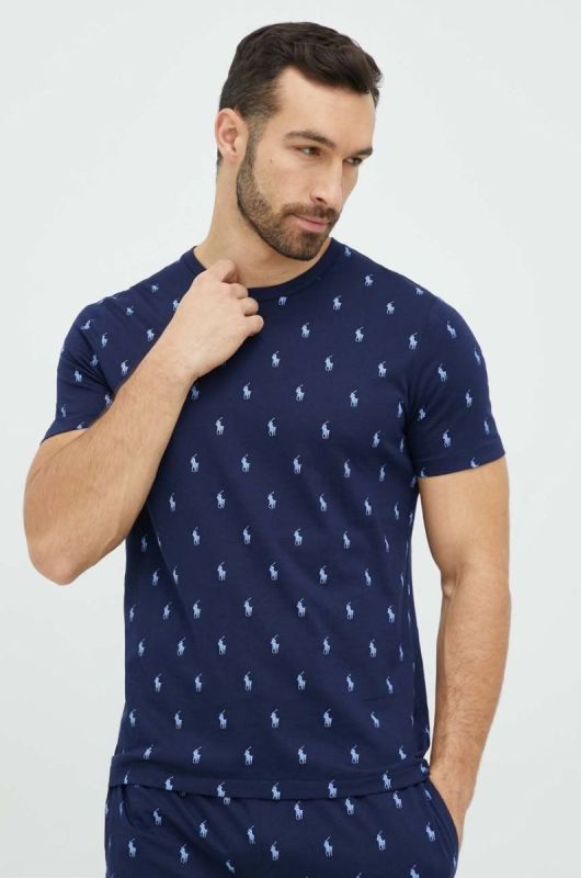 Бавовняна піжамна футболка Polo Ralph Lauren колір синій візерунок (2908574) фото 2