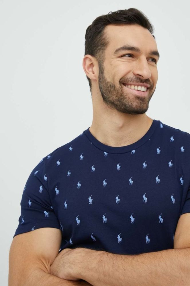 Бавовняна піжамна футболка Polo Ralph Lauren колір синій візерунок (2908574) фото 5