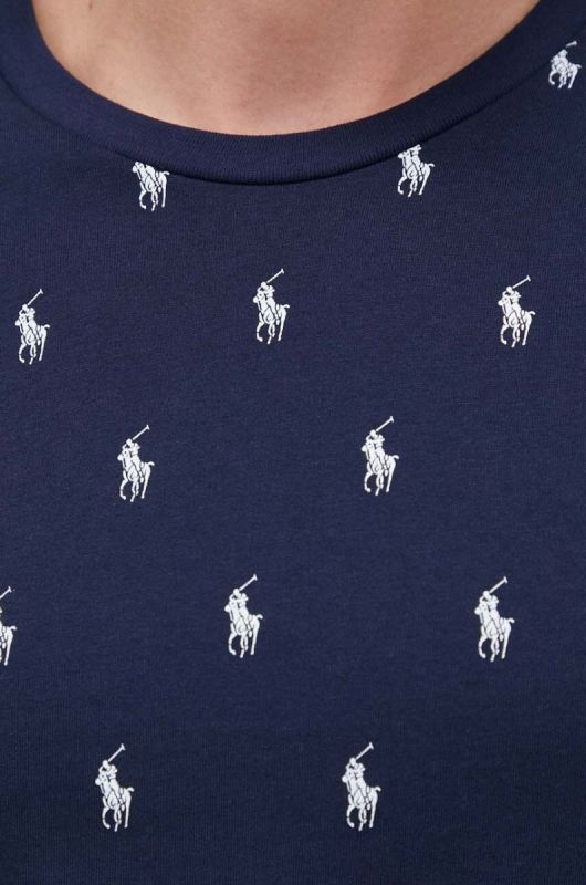 Піжамна футболка чоловіча бавовняна Polo Ralph Lauren колір темно-синій фото 4