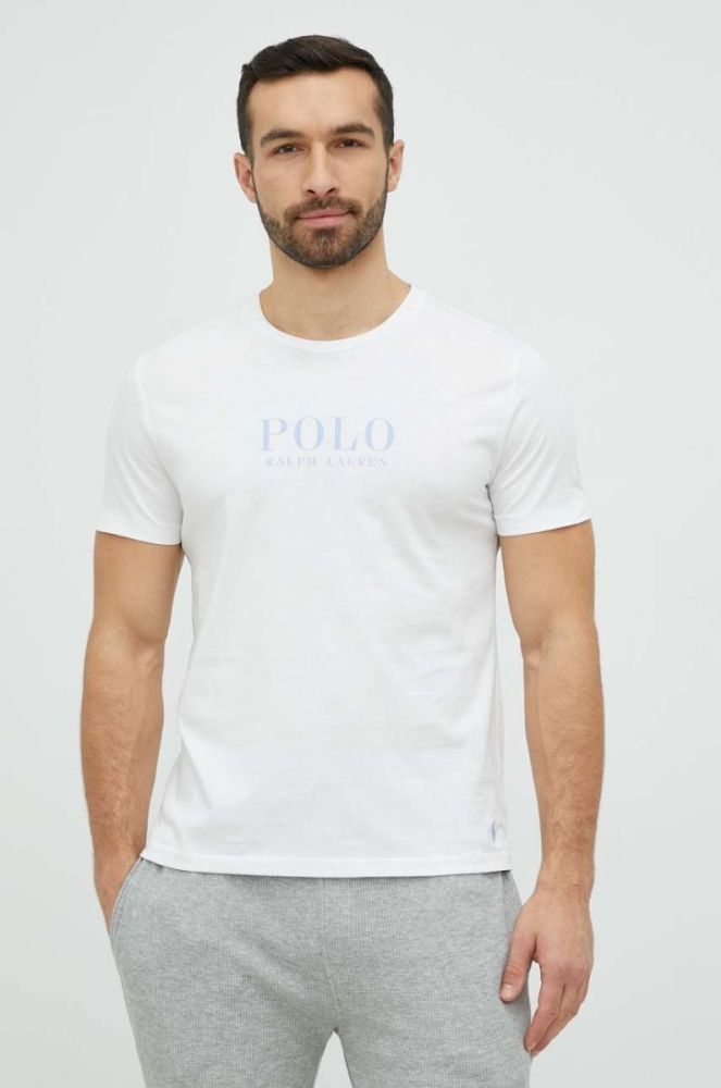 Бавовняна піжамна футболка Polo Ralph Lauren колір білий з принтом (2908600) фото 4