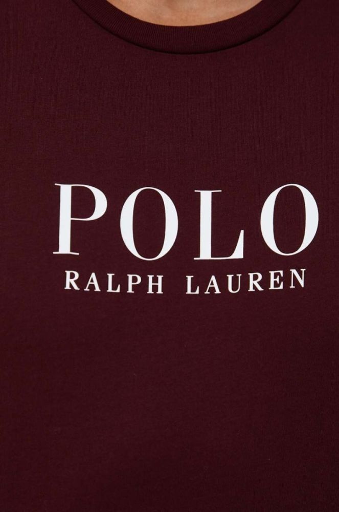 Бавовняна піжамна футболка Polo Ralph Lauren колір бордовий з принтом (3377206) фото 5