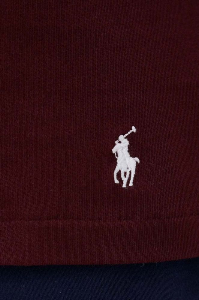 Бавовняна піжамна футболка Polo Ralph Lauren колір бордовий з принтом (3377206) фото 6