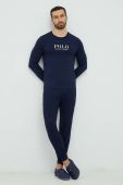 Піжамний бавовняний лонгслів Polo Ralph Lauren колір синій з принтом (2908622)