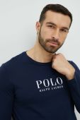 Піжамний бавовняний лонгслів Polo Ralph Lauren колір синій з принтом (2908622)