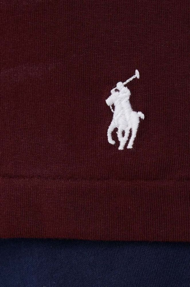 Піжамний бавовняний лонгслів Polo Ralph Lauren колір бордовий з принтом фото 6