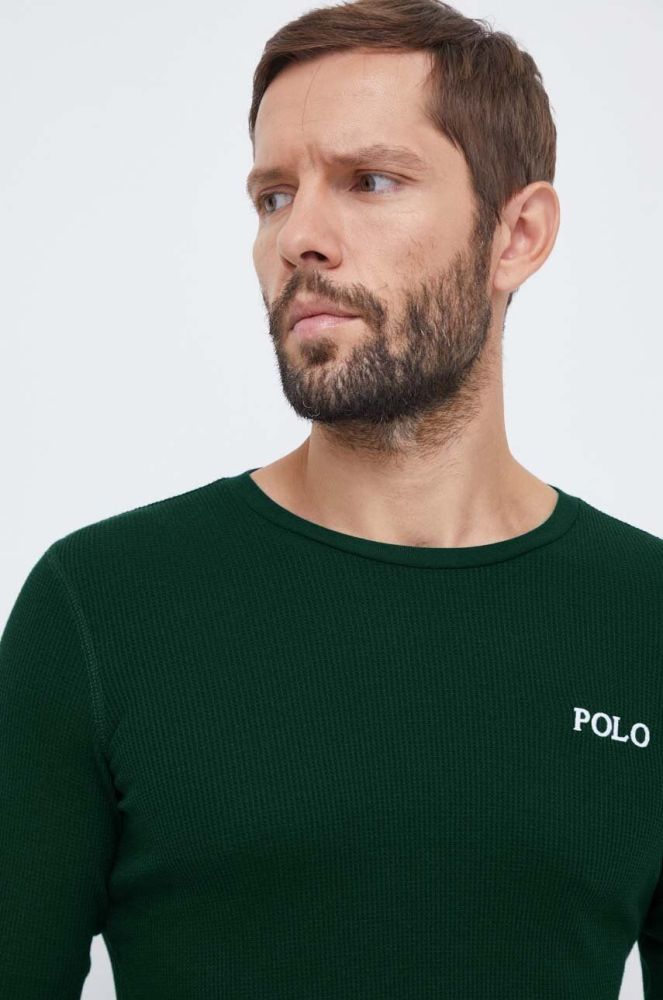 Піжамний лонгслів Polo Ralph Lauren колір зелений з принтом