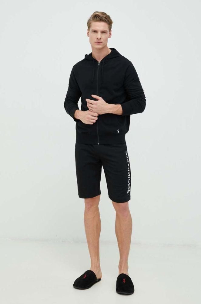 Кофта лаунж Polo Ralph Lauren колір чорний однотонна фото 2