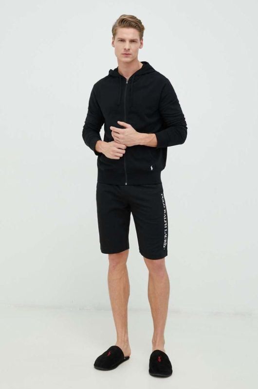 Кофта лаунж Polo Ralph Lauren колір чорний однотонна фото 2