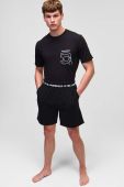 Піжама Karl Lagerfeld чоловіча колір чорний однотонна