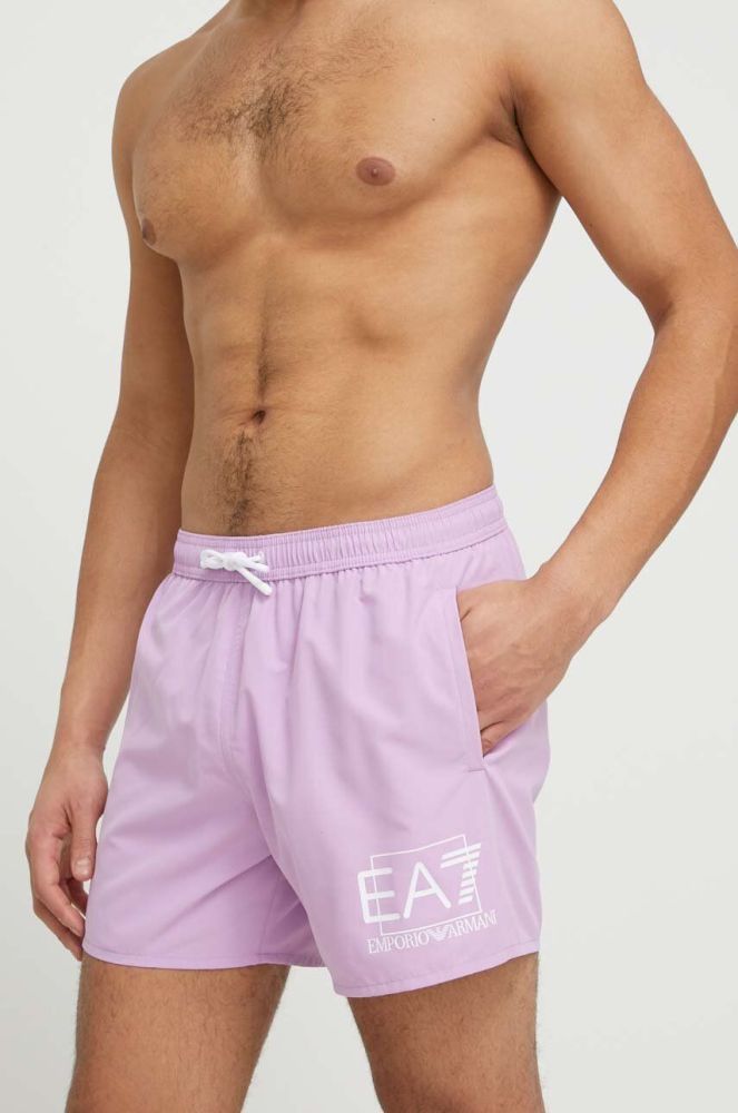 Купальні шорти EA7 Emporio Armani колір фіолетовий