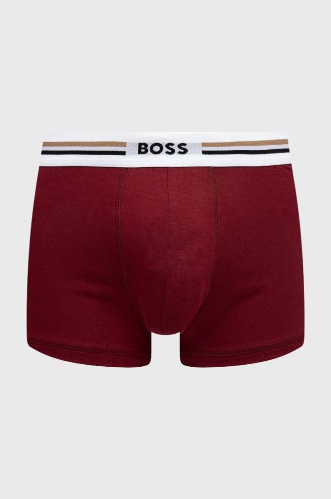 Боксери BOSS 3-pack чоловічі колір бордовий фото 2