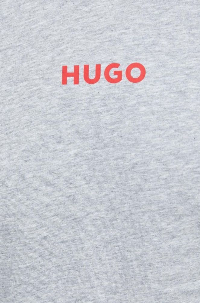 Піжамна футболка HUGO колір сірий з принтом фото 5