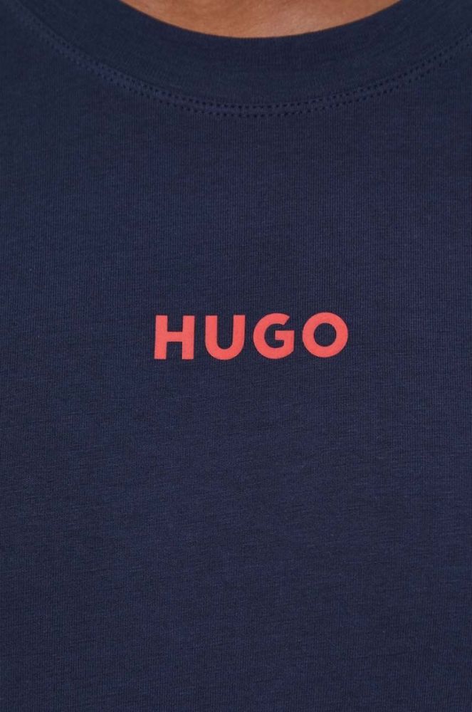 Піжамна футболка HUGO колір синій з принтом фото 5