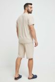 Піжама HUGO чоловіча колір бежевий однотонна