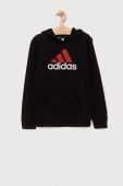 Дитяча кофта adidas U BL 2 HOODIE колір чорний з капюшоном з принтом
