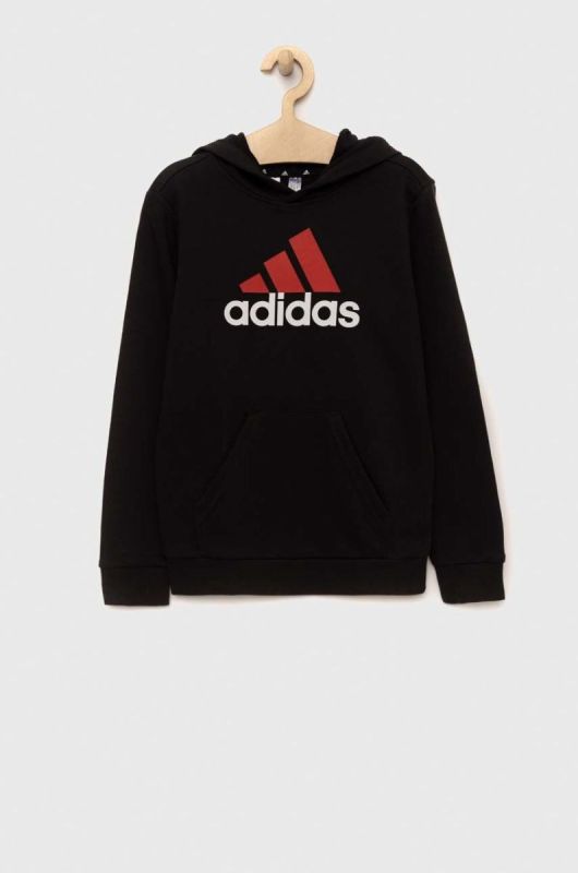 Дитяча кофта adidas U BL 2 HOODIE колір чорний з капюшоном з принтом фото 2