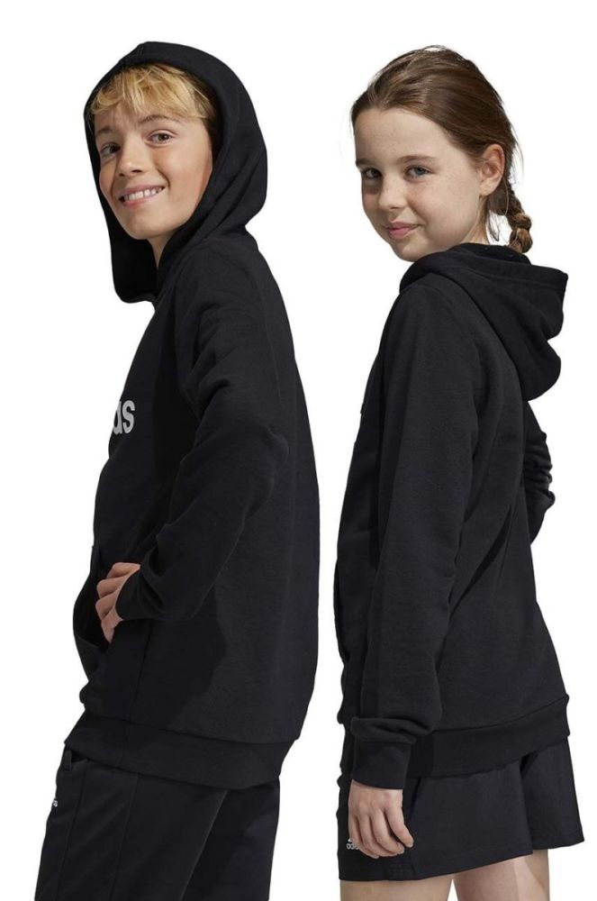 Дитяча кофта adidas U BL 2 HOODIE колір чорний з капюшоном з принтом фото 5