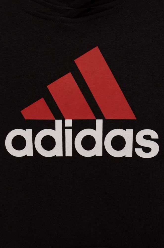 Дитяча кофта adidas U BL 2 HOODIE колір чорний з капюшоном з принтом фото 4
