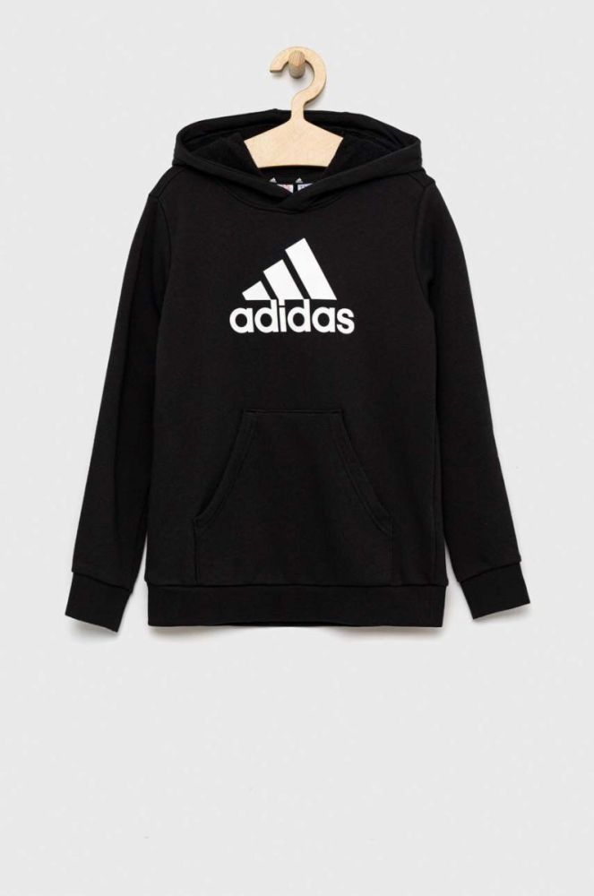 Дитяча кофта adidas U BL колір чорний з капюшоном візерунок фото 2