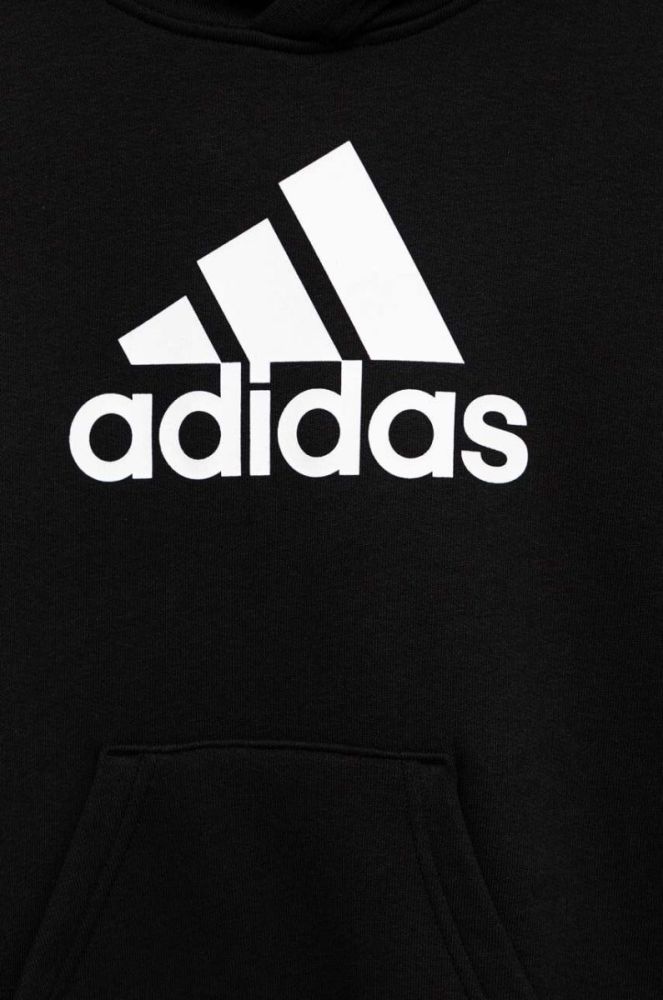 Дитяча кофта adidas U BL колір чорний з капюшоном візерунок фото 4