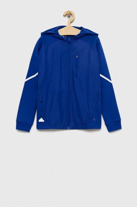 Дитяча кофта adidas B D4GMDY FZ з капюшоном візерунок колір блакитний
