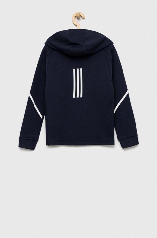 Дитяча кофта adidas B D4GMDY FZ колір синій з капюшоном візерунок фото 2